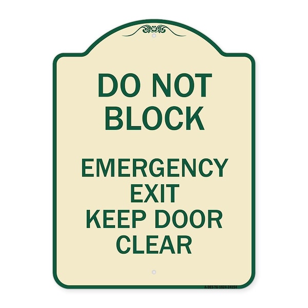 Do Not Block Emergency Exit Door Keep Clear Heavy-Gauge Aluminum Sign, 18" L, 24" H, TG-1824-24154
